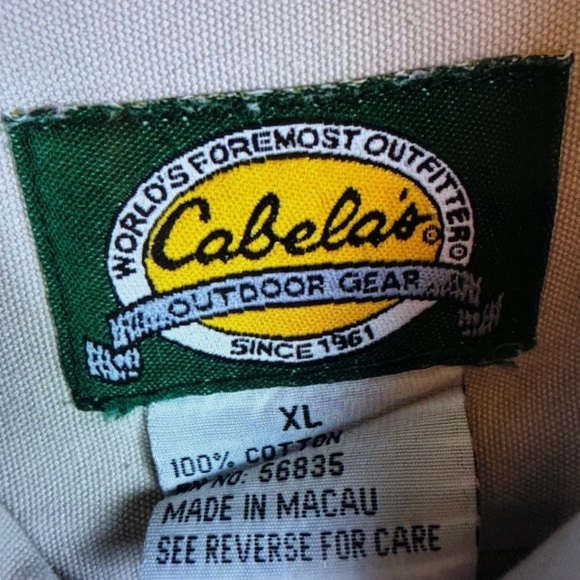 Cabela's Casual Cream Shirt with Gray Patches - Picture 2 of 6